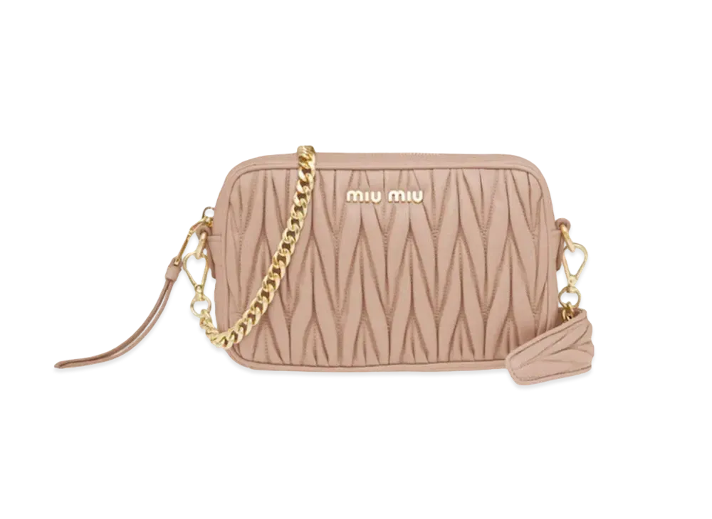 MIU MIU Materasse Leather Shoulder Bag "Beige Pink"