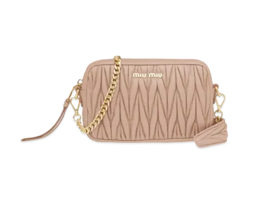 MIU MIU Materasse Leather Shoulder Bag "Beige Pink"