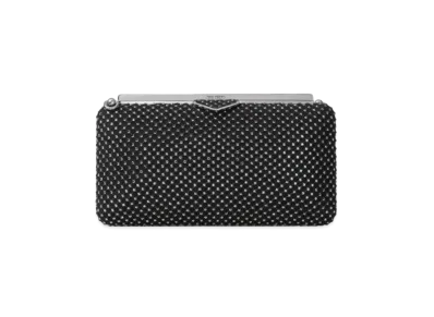 Jimmy Choo Ellipse Crystal Mesh And Suede Clutch Bag "Black"