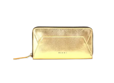 Marni Gold Metallic Nappa Leather Zip-Around Wallet "Gold Sand"