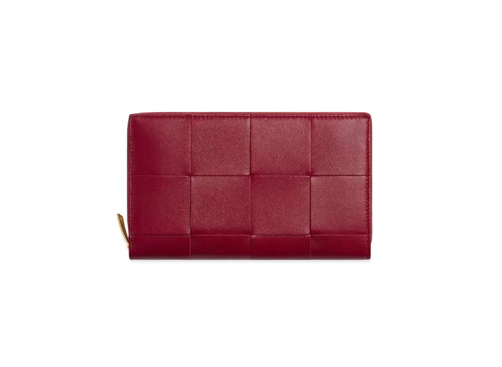 Bottega Veneta Cassette Zip Around Wallet "Dark Red/Bliss Washed"