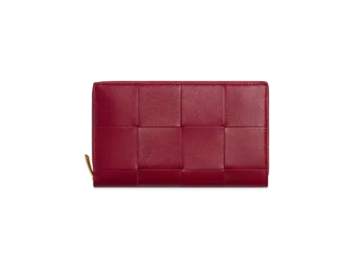 Bottega Veneta Cassette Zip Around Wallet "Dark Red/Bliss Washed"