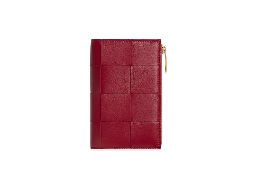 Bottega Veneta Cassette Medium Bi-Fold Wallet "Dark Red/Blisswashed"