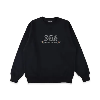WIND AND SEA Hand Stitch Logo Crewneck Sweatshirt "Navy"
