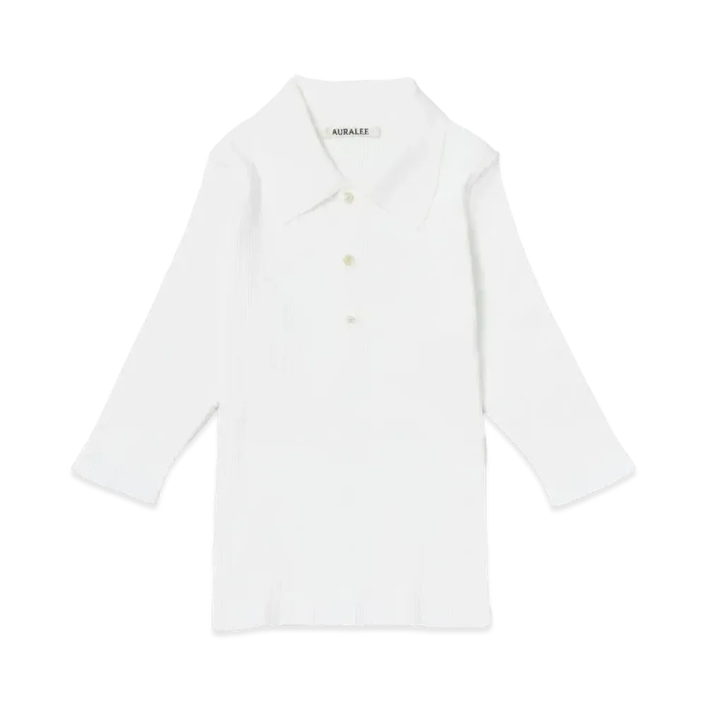 AURALEE GIZA High Gauge Rib Knit Polo "White"