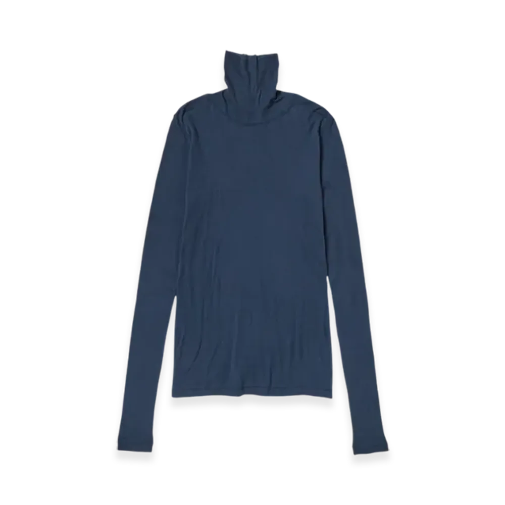AURALEE High Gauge Sheer Rib Turtle Neck L/S T-Shirt "Navy"