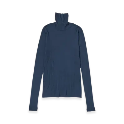 AURALEE High Gauge Sheer Rib Turtle Neck L/S T-Shirt "Navy"