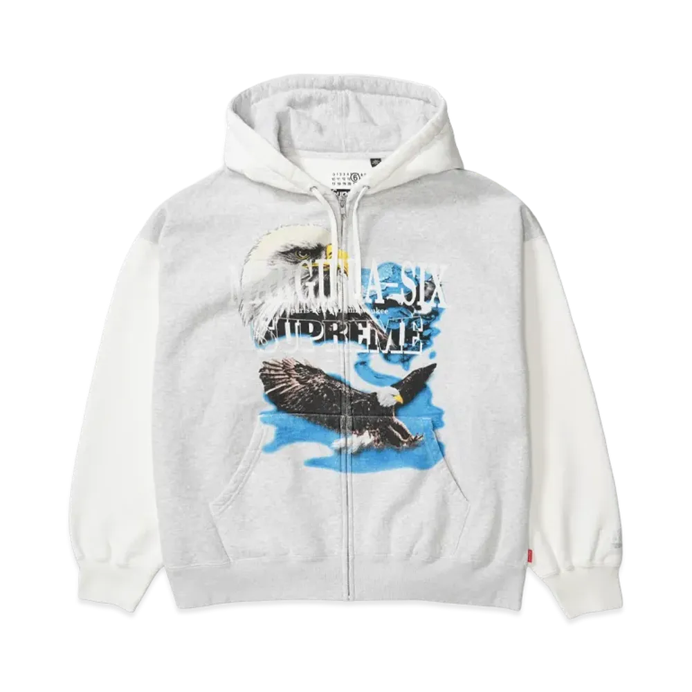 Supreme x MM6 Maison Margiela Eagle Zip Up Hooded Sweatshirt "Ash Grey"