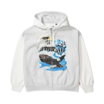 Supreme x MM6 Maison Margiela Eagle Zip Up Hooded Sweatshirt "Ash Grey"
