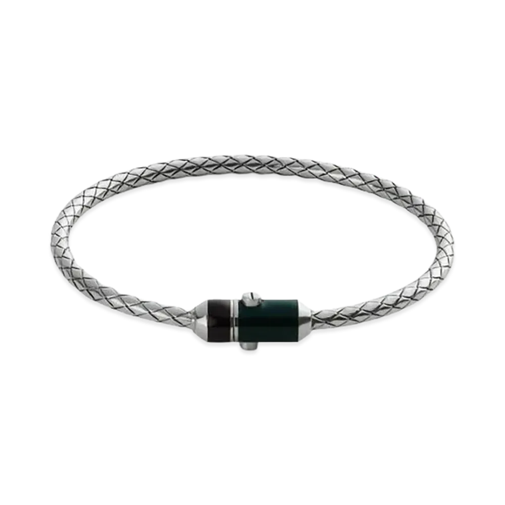 Bottega Veneta Intrecciato Bracelet "Black/Emerald Green"