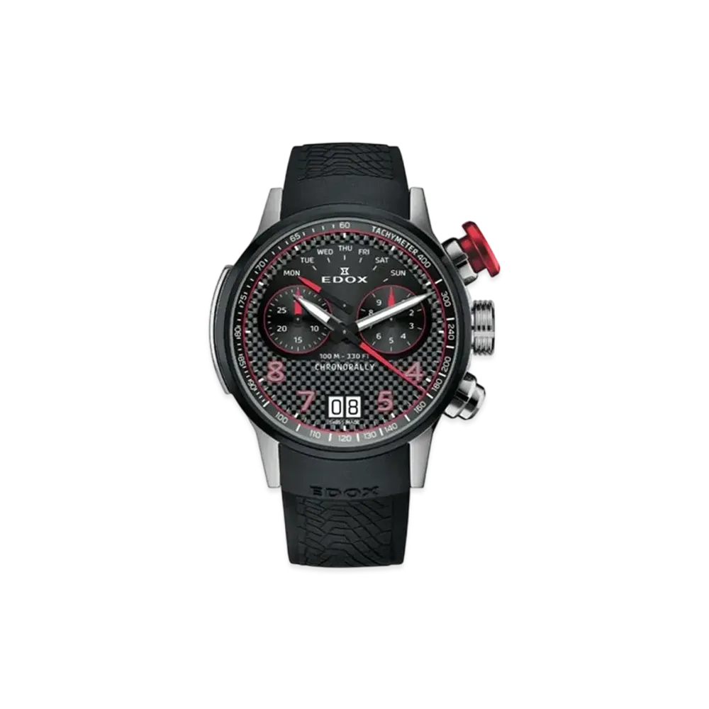 EDOX Chronorally Chronograph 45 "Red/Carbon Black" 38003-TINRO-CARO