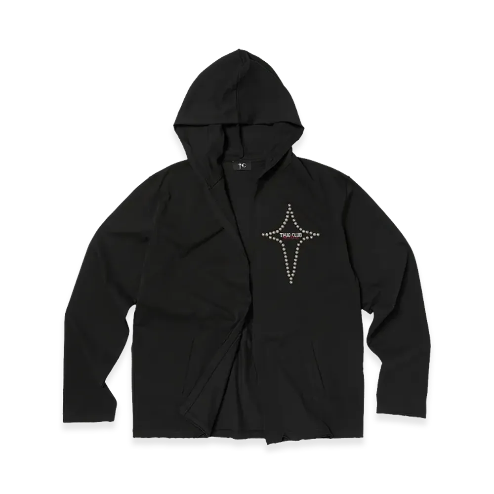 THUG CLUB T-Studded Cutout Hoodie "Black"