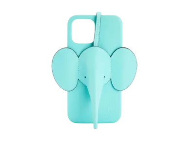 LOEWE Elephant Phone Cover In Calfskin For Iphone 12 Pro Max "Pacific Aqua"