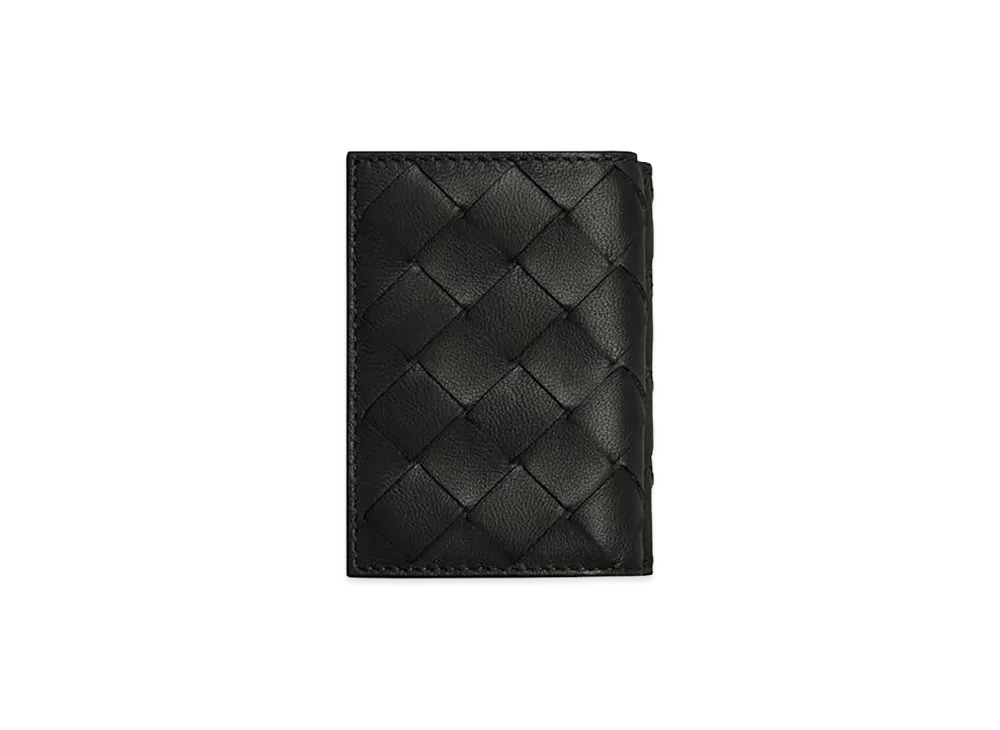 Bottega Veneta Intrecciato Tiny Tri-Fold Wallet "Black"