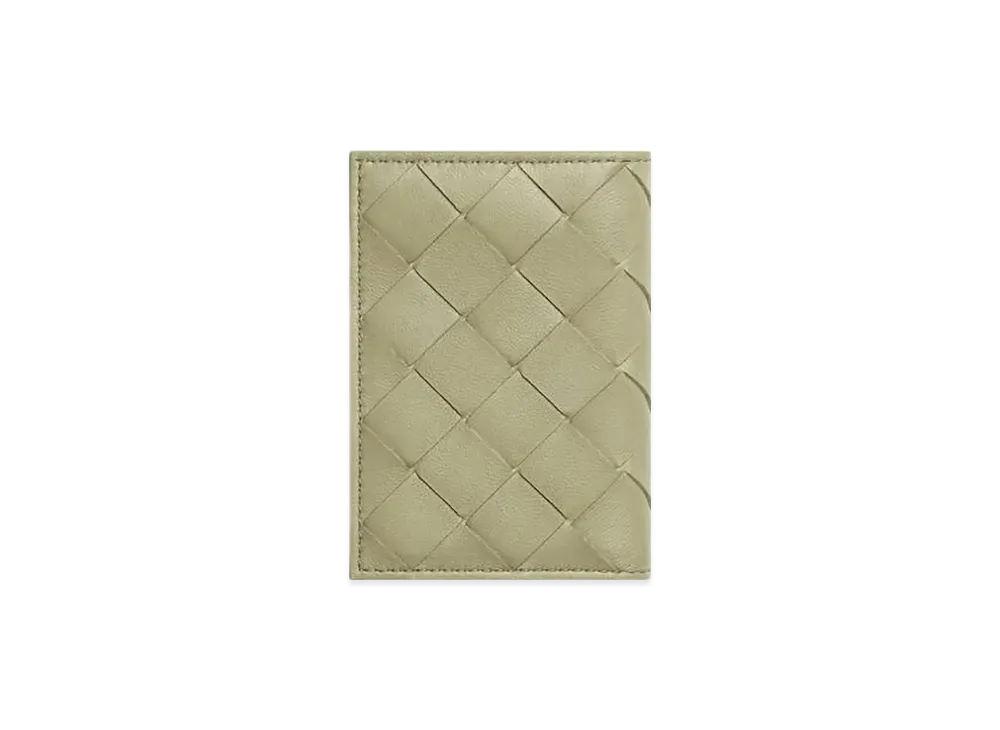 Bottega Veneta Intrecciato Tiny Tri-Fold Wallet "Travertine/New Sage"