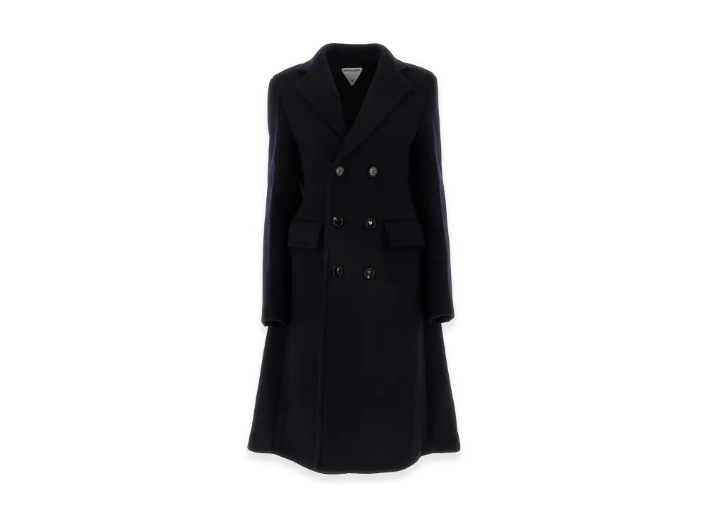 Bottega Veneta Women's Wool Blend Cape Coat "Midnight Blue"