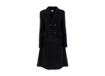 Bottega Veneta Women's Wool Blend Cape Coat "Midnight Blue"