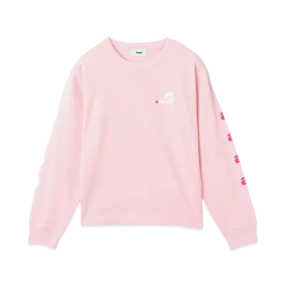 atmos pink x MONICHIKI HOUSE AM Logo L/S T-Shirt "Pink"
