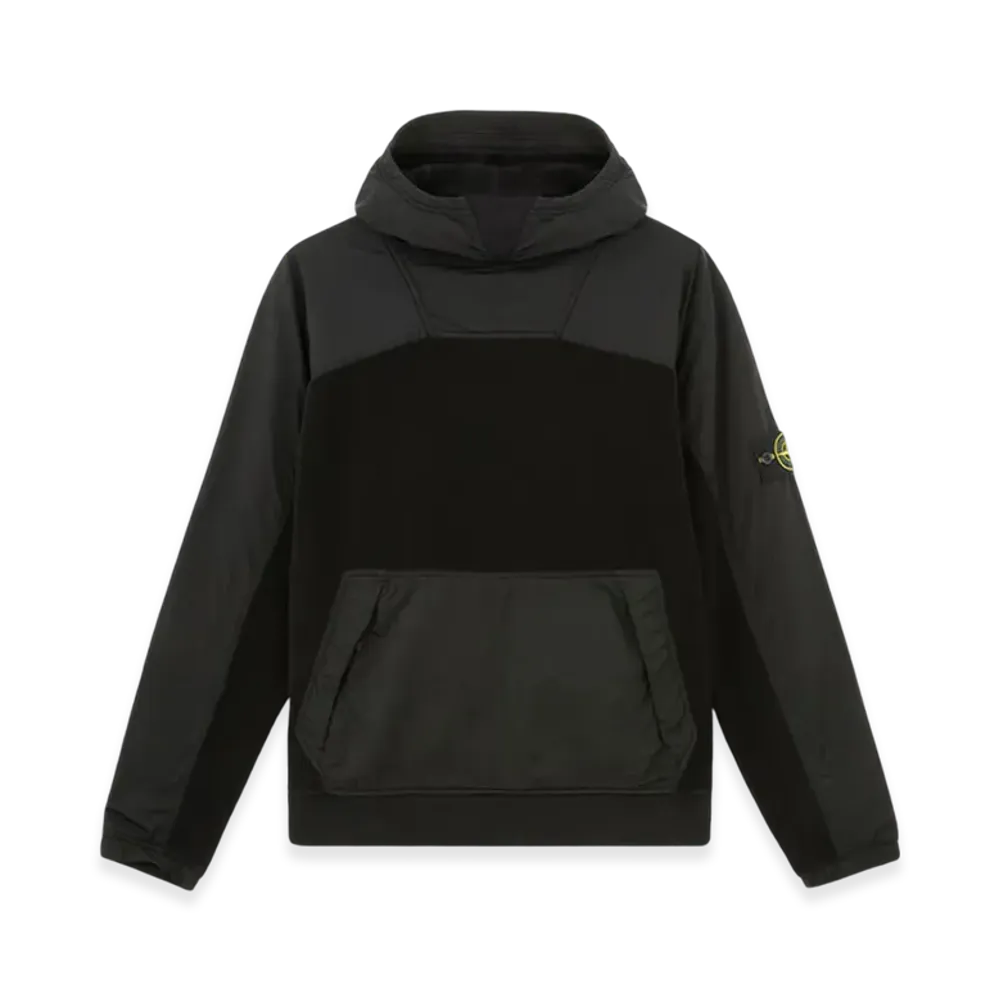 Stone Island 62653 Cotton Pile with Nylon-TC Hooded Sweatshirt with Pockets - 24FW "Black"