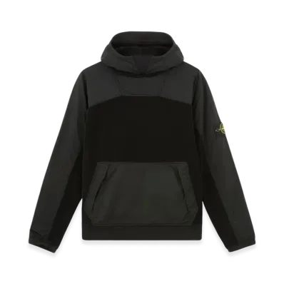 Stone Island 62653 Cotton Pile with Nylon-TC Hooded Sweatshirt with Pockets - 24FW "Black"