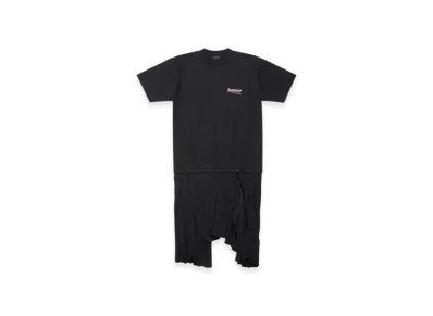 BALENCIAGA Women's Political Campaign Pleated T-Shirt Dress "Black"