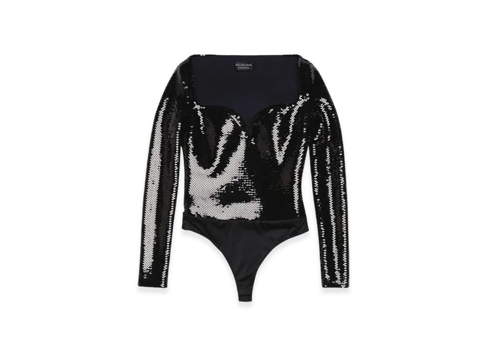 BALENCIAGA Women's Long Sleeve Bustier Top "Black"