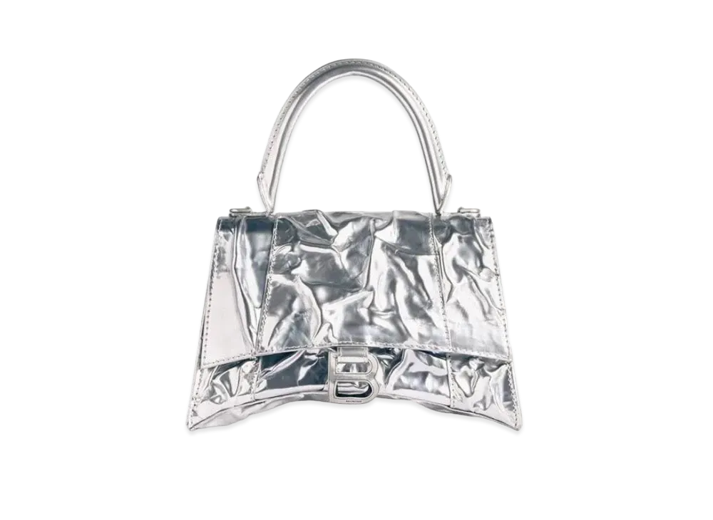 BALENCIAGA Hourglass Embossed Small Handbag "Silver"