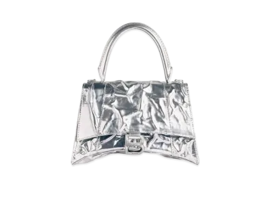 BALENCIAGA Hourglass Embossed Small Handbag "Silver"