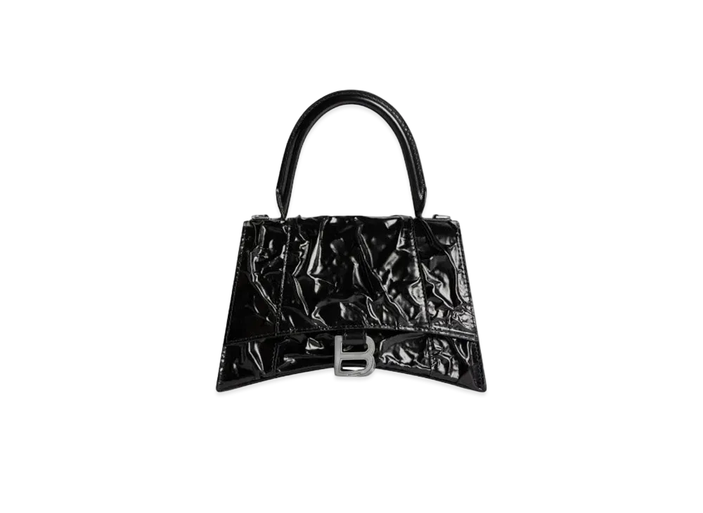 BALENCIAGA Hourglass Small Handbag Crushed Effect "Black"