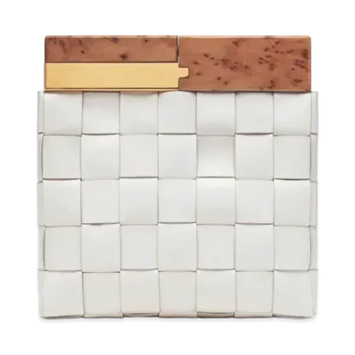 Bottega Veneta BV Snap Intrecciato leather Clutch Bag "White"