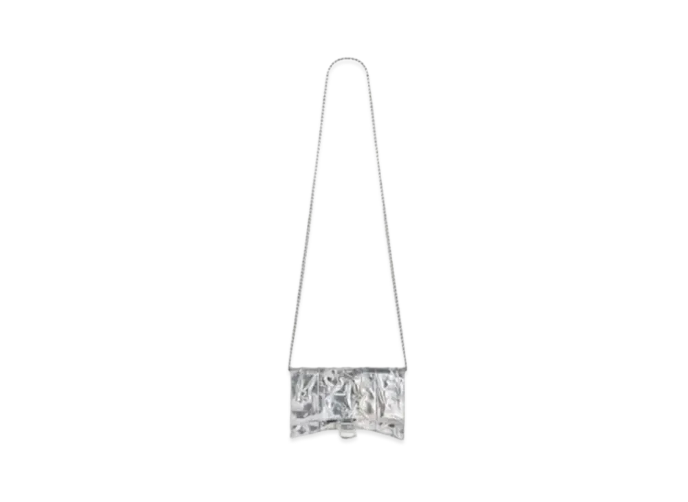 BALENCIAGA Hourglass Embossed Chain Wallet "Silver"
