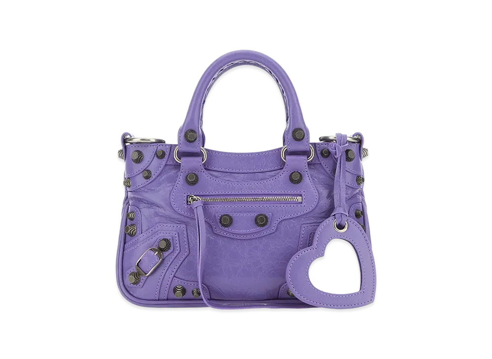 BALENCIAGA Women's Nappa Leather Neo Cagole S Handbag "Purple"