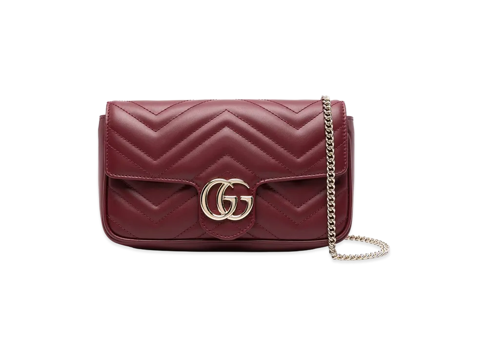 GUCCI Women's Leather Mini GG Marmont Crossbody Bag "Burgundy"