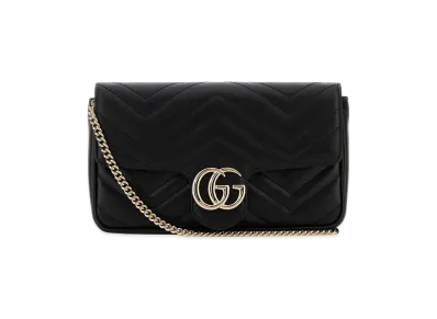 GUCCI Women's Leather Small GG Marmont Shoulder Bag "Black"