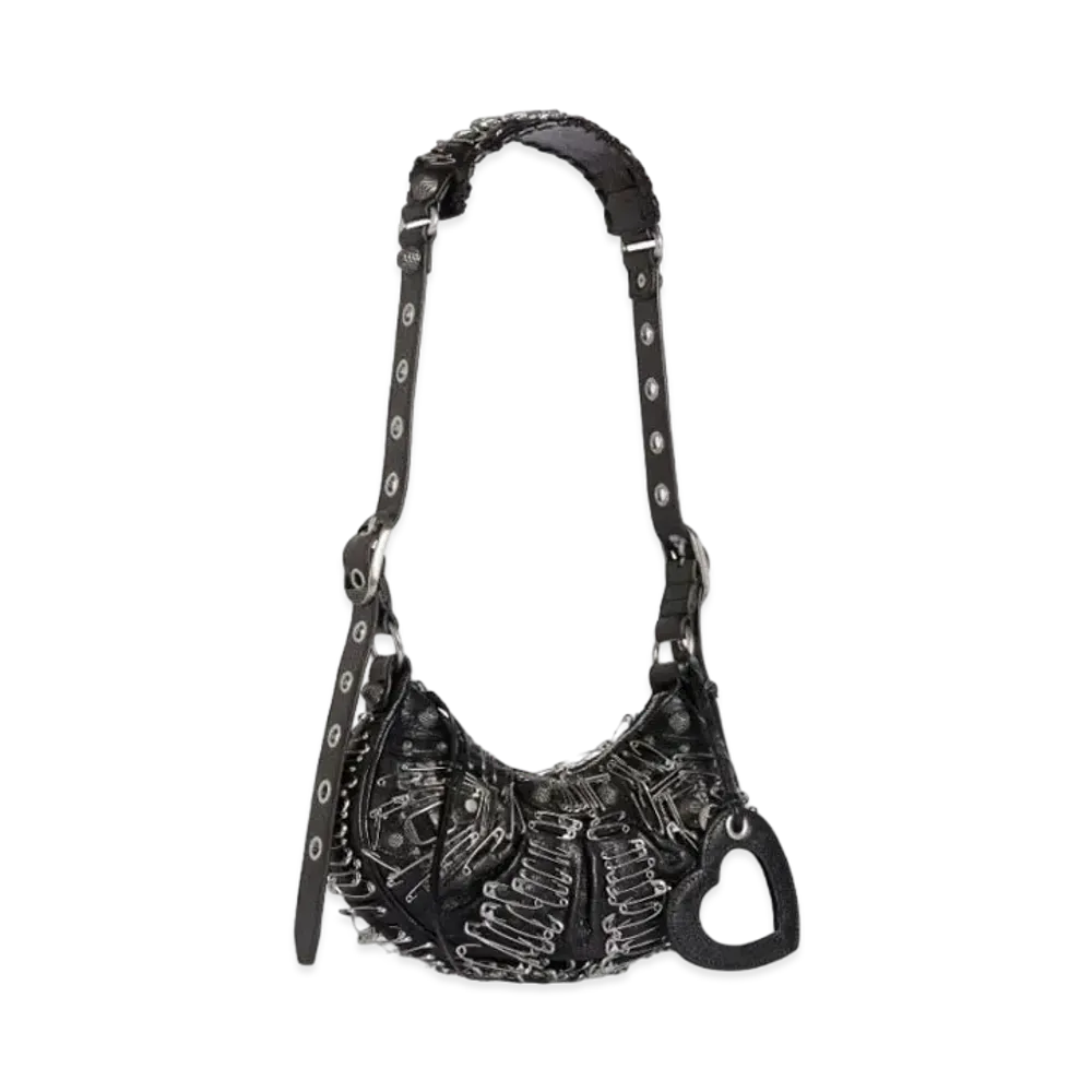 BALENCIAGA Le Cagole Plus Small Safety Pin Shoulder Bag "Black"
