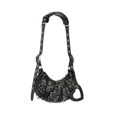 BALENCIAGA Le Cagole Plus Small Safety Pin Shoulder Bag "Black"