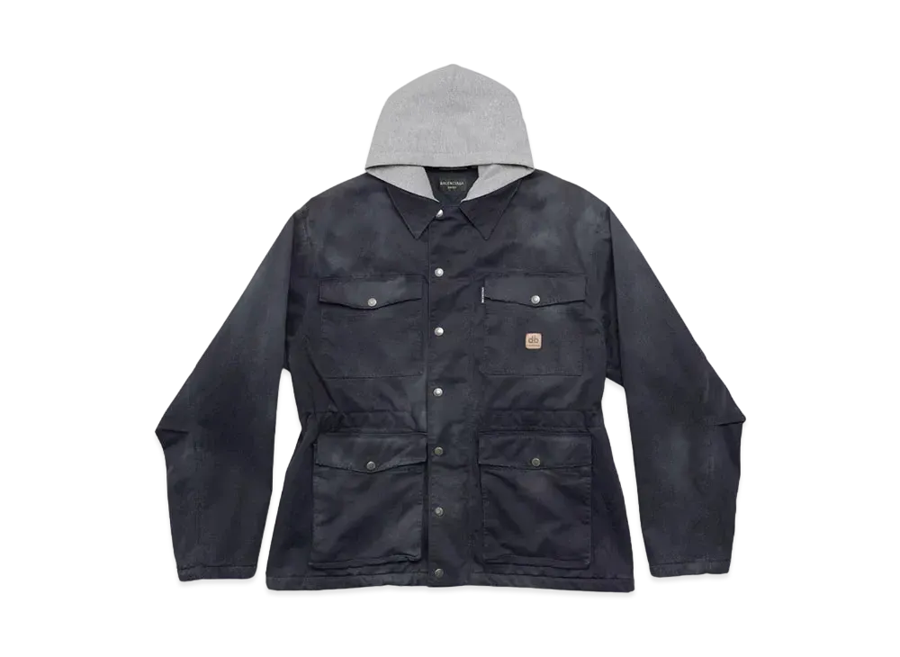 BALENCIAGA MENS Double B Workwear Parka "Dark Navy"