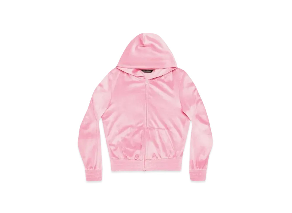 BALENCIAGA BB Paris Strass Zip Up Hoodie Fit "Pink"