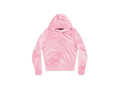BALENCIAGA BB Paris Strass Zip Up Hoodie Fit "Pink"