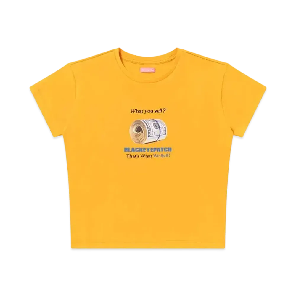 BlackEyePatch What We Sell Baby Tee "Yellow"