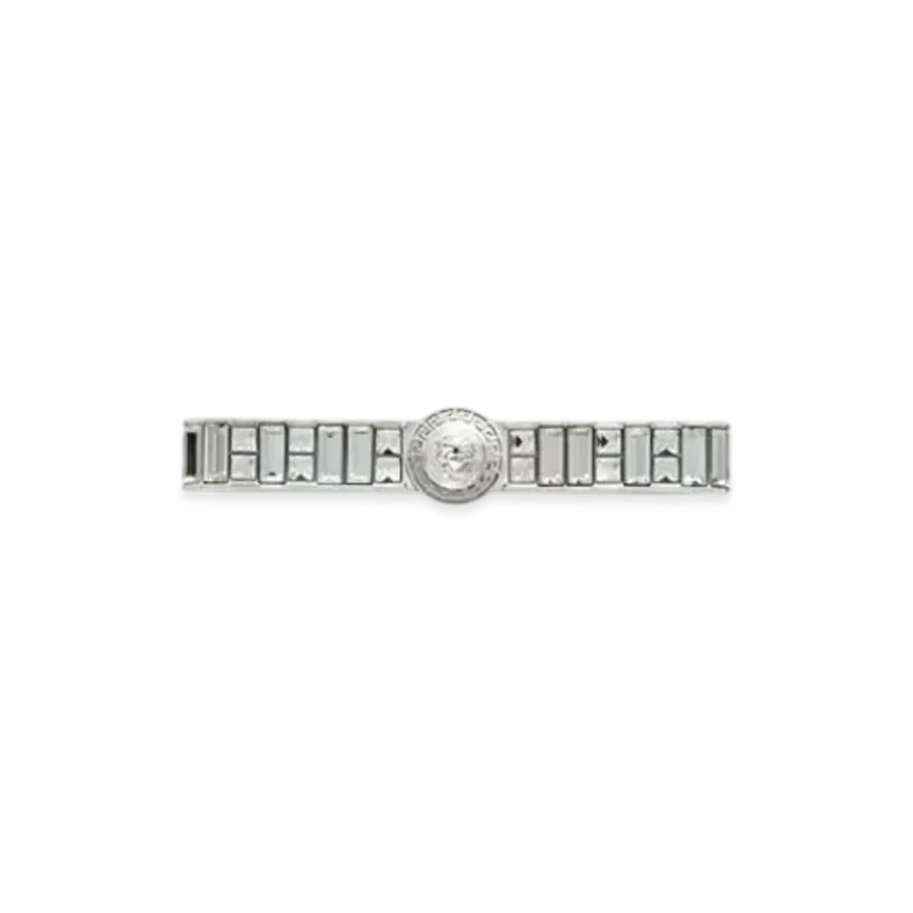 Versace Crystal Gianni Ribbon Cuff Ring "Silver"