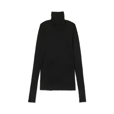 AURALEE High Gauge Sheer Rib Turtle Neck L/S Tee "Black"