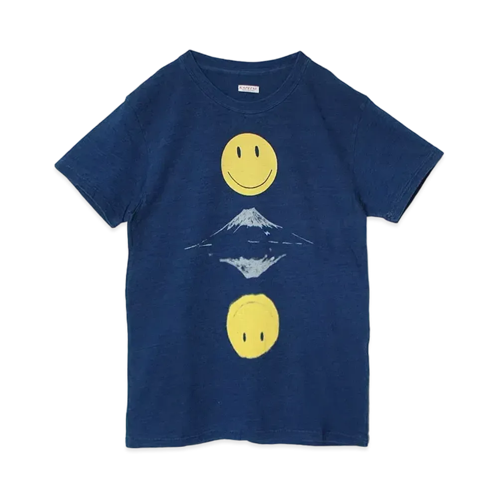 KAPITAL IDG TENGU CREW T (VELVABLE HAPPY MIRROR FUJI PT) "Indigo"