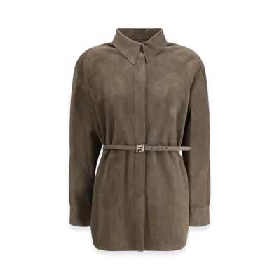 FENDI Women's Suede Shirt "Dark Gray"