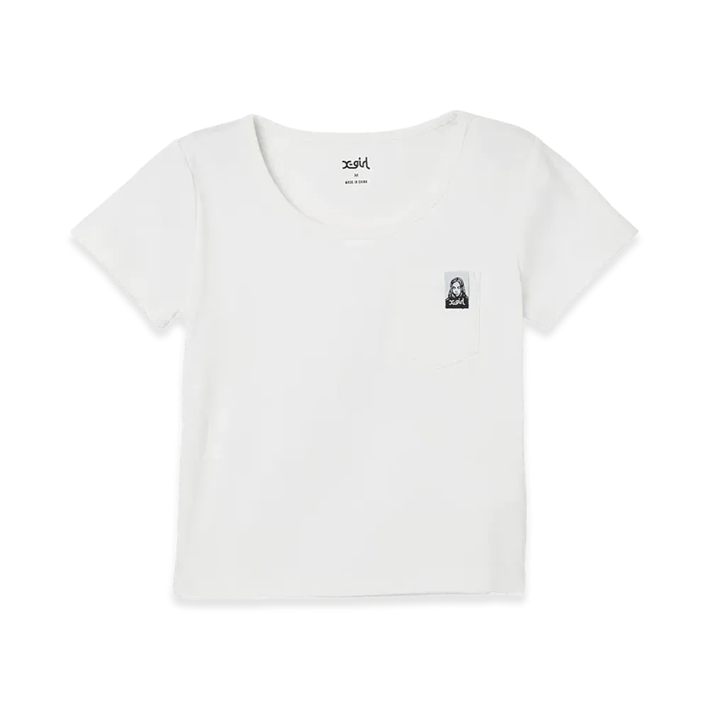 X-Girl Face Label S/S Baby Tee "White"