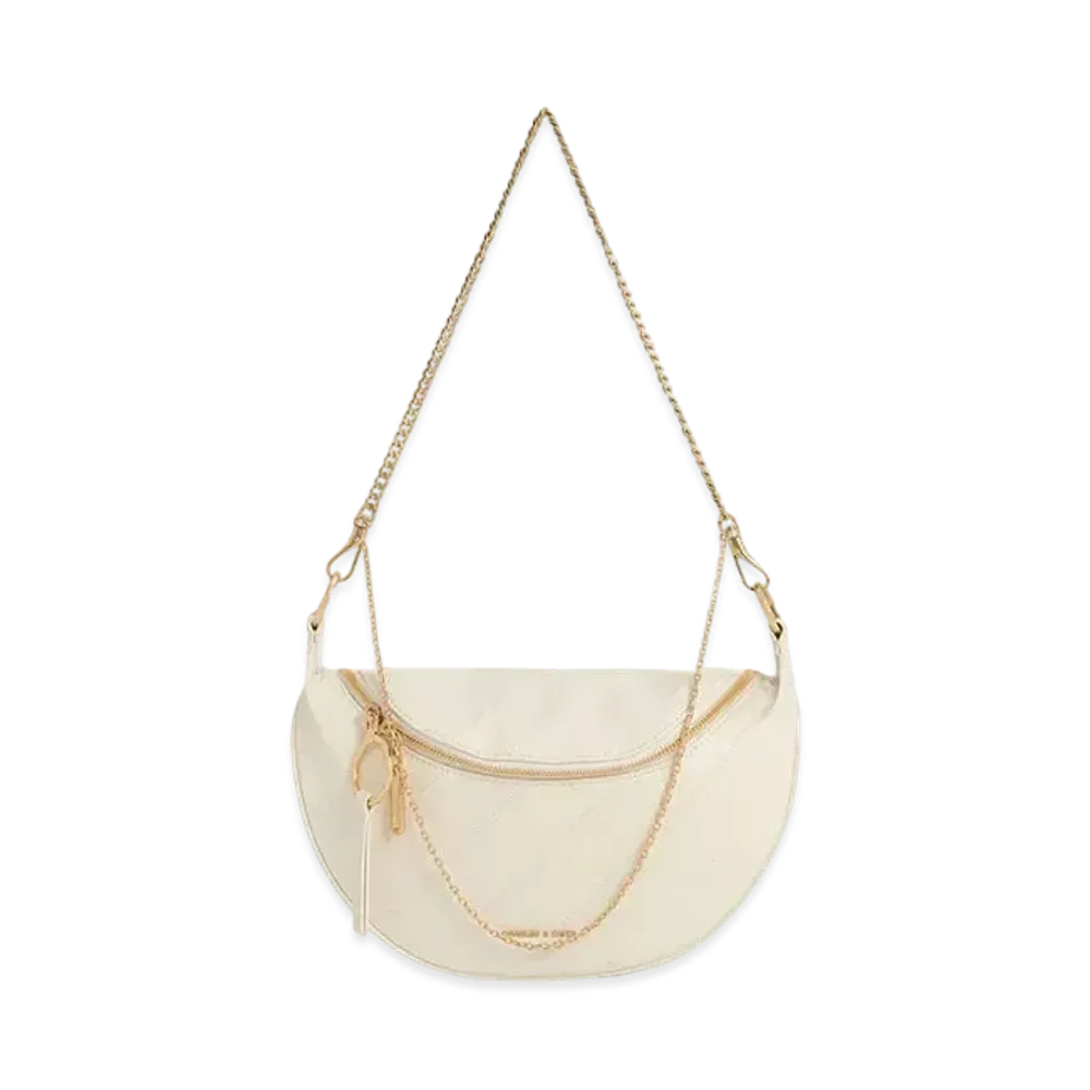 CHARLES & KEITH Philomena Half Moon Crossbody Bag "Cream"