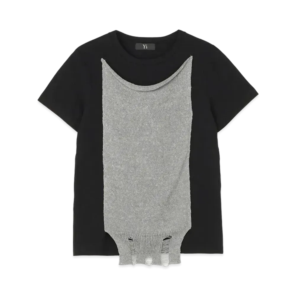 Yohji Yamamoto Y's COTTON PLAIN STITCH KNIT SHORT SLEEVE SHIRT "Grey"