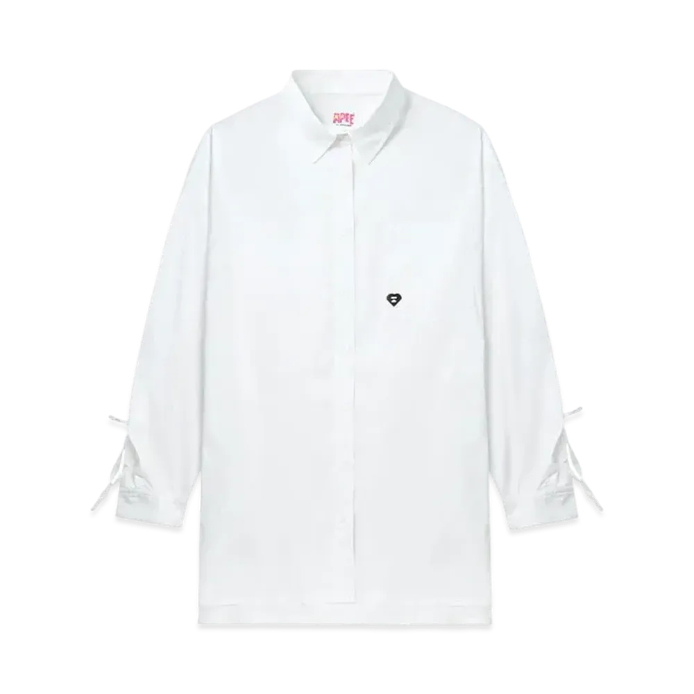 A BATHING APE Drawstring Details Boyfriend Shirt "White"