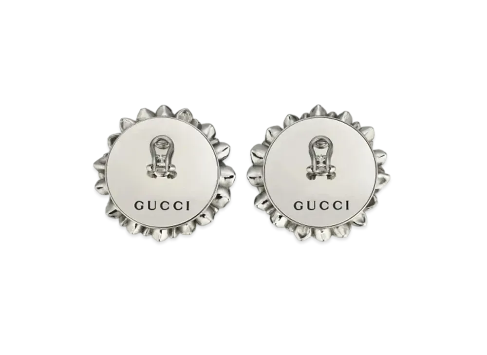 GUCCI Interlocking G Flower Earrings "Palladium"