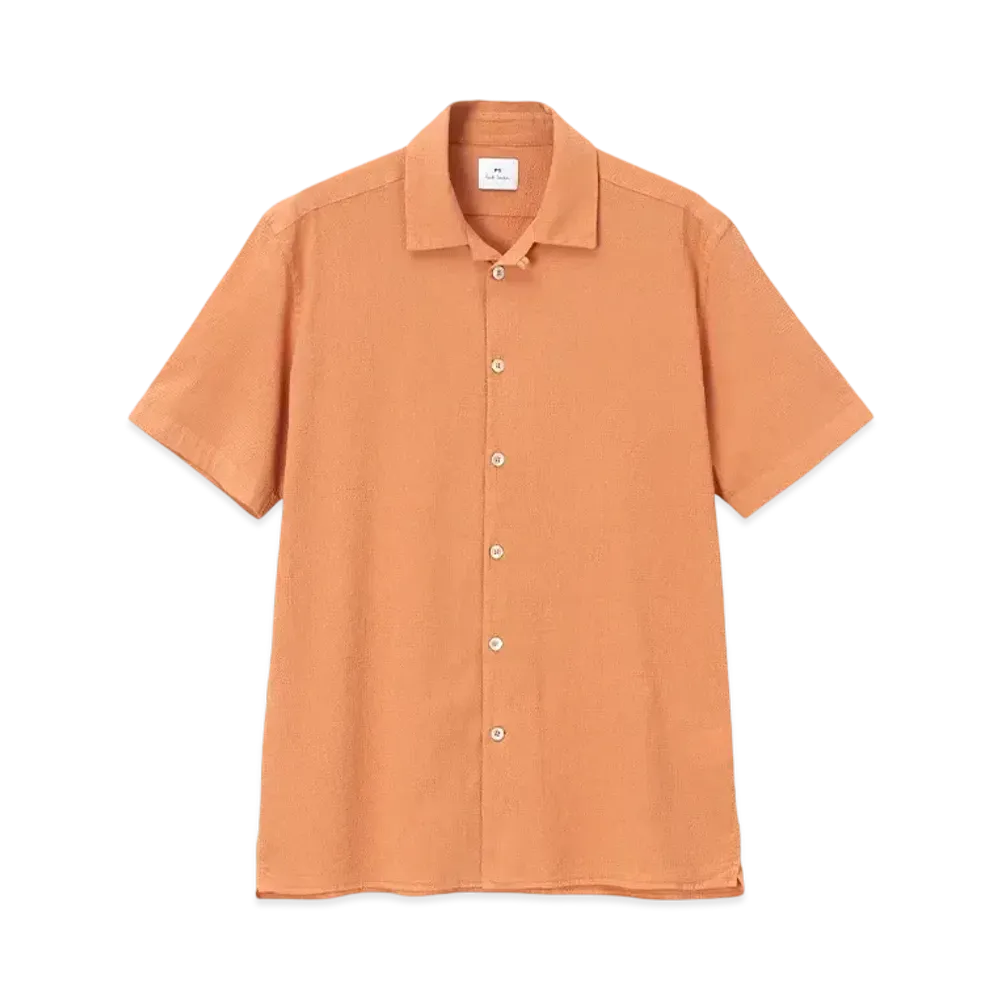 Paul Smith Cotton Stretch Open Collar Shirt "Orange"